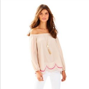 Lilly Pulitzer Adria Off Shoulder Scallop Hem Top